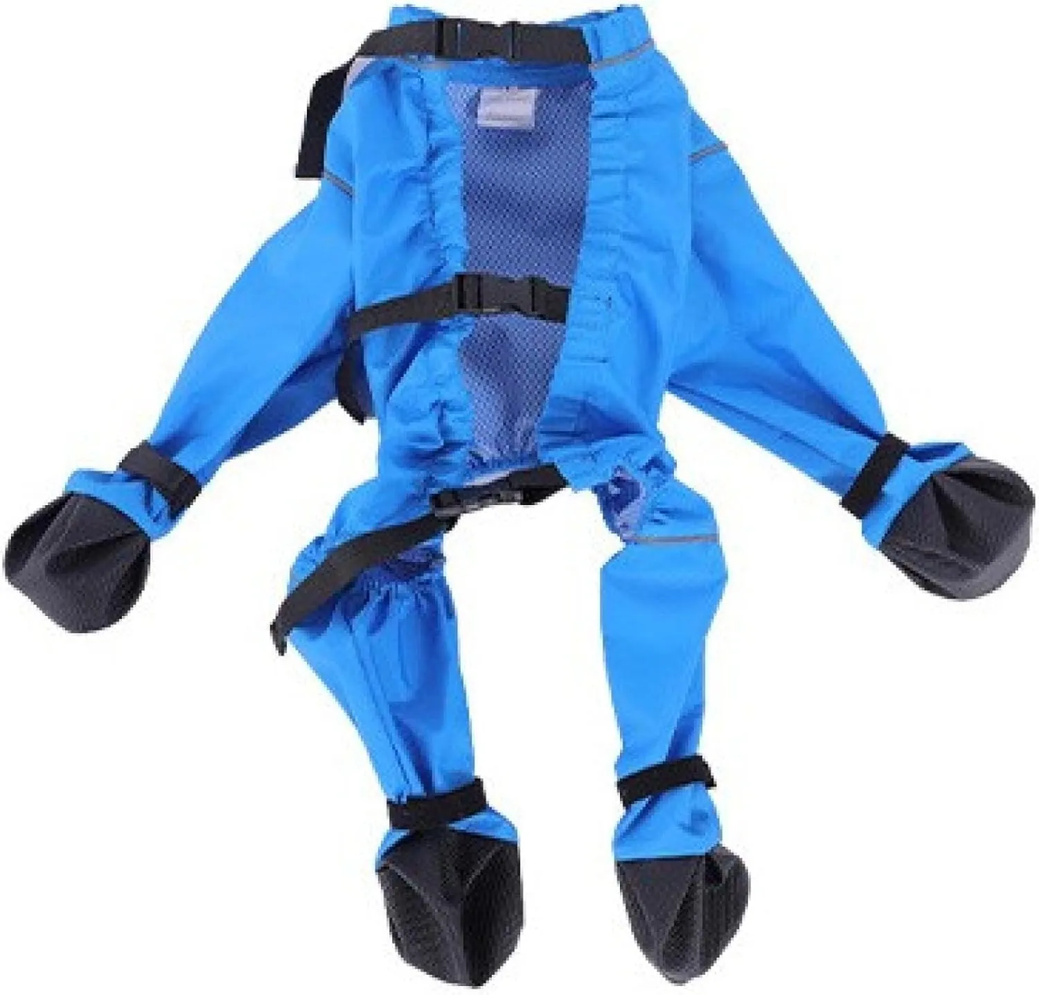 Waterproof Dog Boots Leggings with Anti-Slip Soles | Reflective Suspender Design for Small Medium Dogs | Outdoor Walking Hiking Mud Snow Protection (Blue, L)