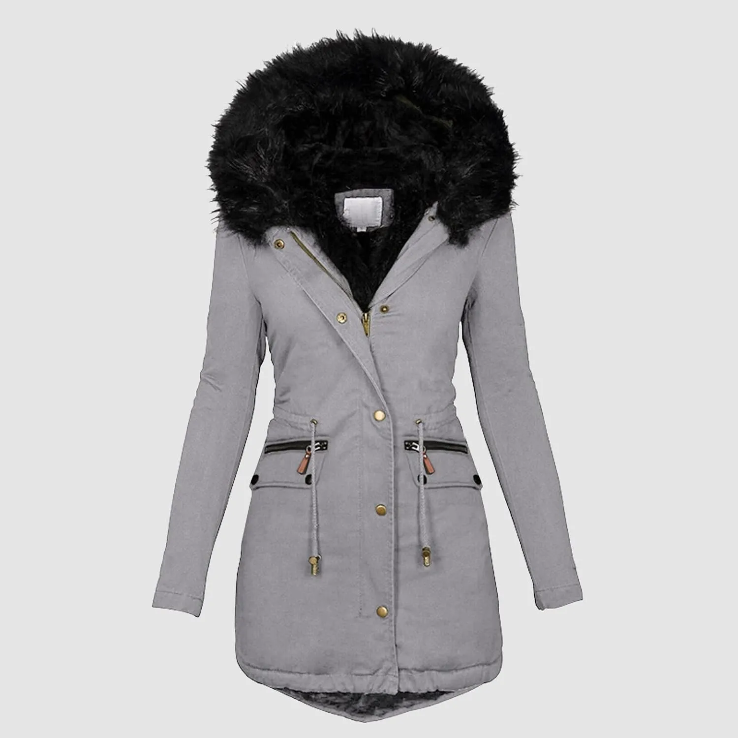 Womens Winter Coat with Fur Hood Warm Fleece Sherpa Lined Parkas Jacket Thickened Windproof Heavyweight Snow Jackets