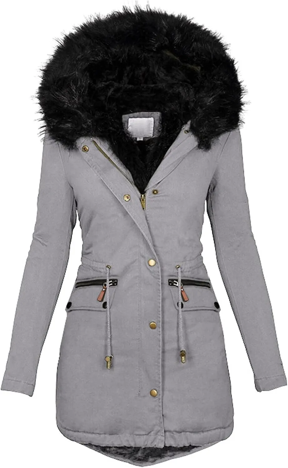 Womens Winter Coat with Fur Hood Warm Fleece Sherpa Lined Parkas Jacket Thickened Windproof Heavyweight Snow Jackets
